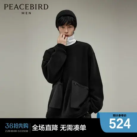 【商场同款】太平鸟男装 2024年春季新款摇粒绒圆领卫衣B2CRD4327图片