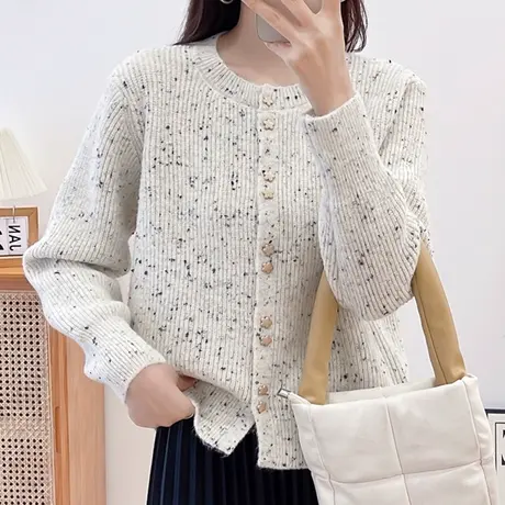 春季2024新款爆款时尚针织开衫外套洋气时尚星星扣毛衣女显瘦百搭图片