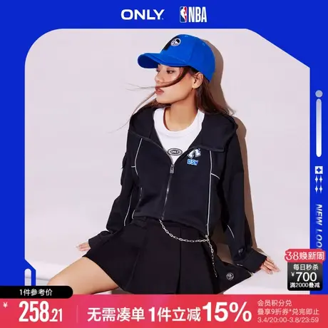 ONLY冬季NBA联名宽松蝙蝠袖开衫短款卫衣女|12319S041图片