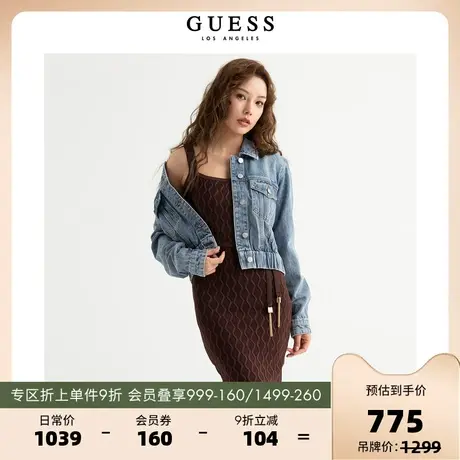 GUESS23 新秋女设计感短款气质上衣修身显瘦牛仔外套-W3PN75D51V0商品大图