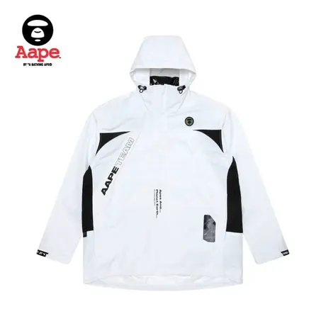 Aape旗舰店男装秋冬可拆卸两件套马甲字母宽松连帽夹克7540XXJ商品大图
