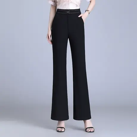 黑色高腰直筒喇叭裤女夏季2023新款垂感通勤显瘦长裤西装休闲裤薄商品大图
