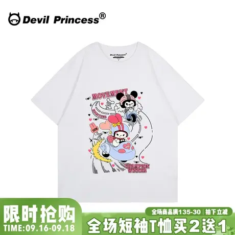 学院风减龄卡通正肩白色t恤女短袖可甜可盐chic韩系百搭纯棉上衣商品大图