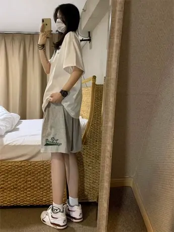 灰色运动短裤女2023年夏季薄款宽松显瘦百搭小个子休闲阔腿五分裤商品大图