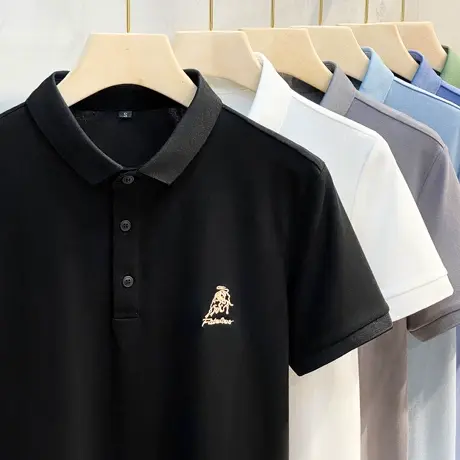 小牛刺绣polo衫男夏季薄款高端商务有领t恤男士短袖2023新款潮牌商品大图