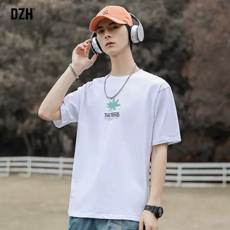 男生白色t恤男短袖ins潮流百搭夏装上衣男装2023新款半袖体恤衣服商品大图