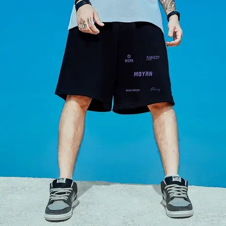 潮牌大码男装休闲ins短裤男夏季潮胖子加肥加大宽松薄款运动中裤商品大图