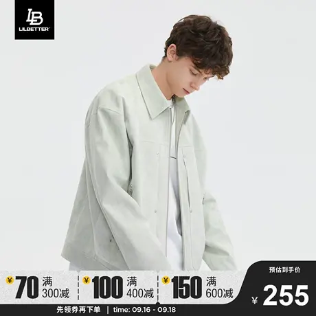 Lilbetter外套男秋冬潮仿麂皮衣服工装美式2023新款上衣翻领夹克商品大图