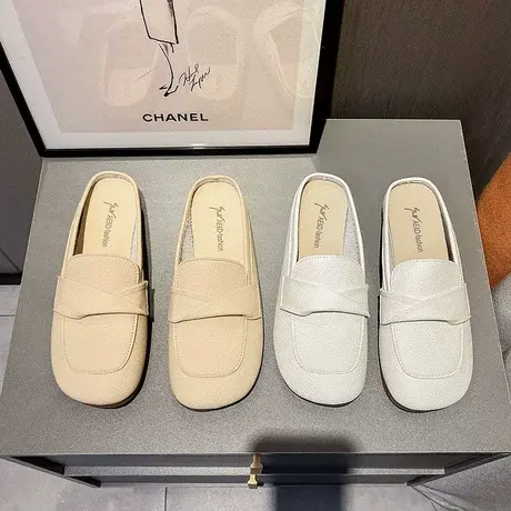 2023年夏季新款网红无后跟懒人粗跟包头半拖鞋女外穿时尚半托单鞋商品大图