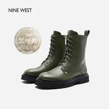 Nine West/玖熙复古厚底马丁靴2023冬新款显瘦机车短靴女保暖加绒图片