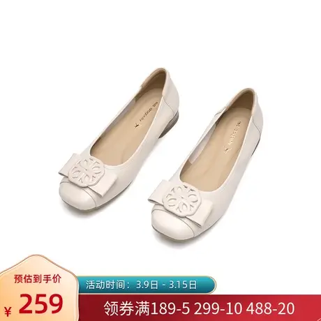 红蜻蜓妈妈单鞋女春季新款真皮软底皮鞋平底低跟舒适中老年女鞋子图片