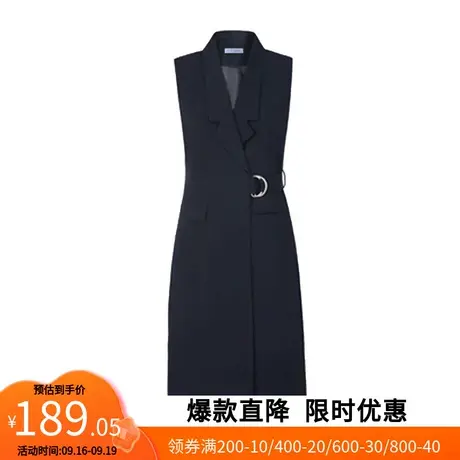 【艾格】西装领无袖马甲女2023春季新款长款腰带开叉外套官方旗舰商品大图