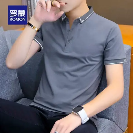 罗蒙男士纯棉短袖Polo衫夏季薄款中青年商务休闲带翻领T恤上衣服图片
