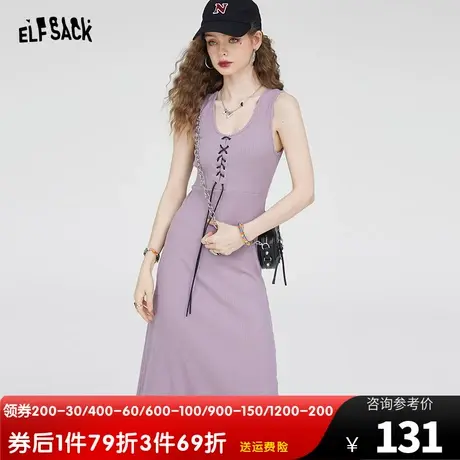 【商场同款】妖精的口袋无袖吊带连衣裙女2023秋新v领设计感裙子图片