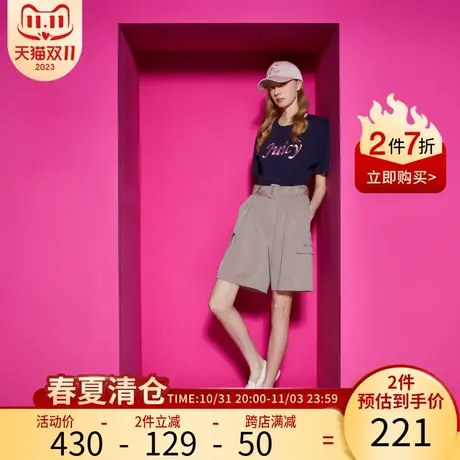 Juicy Couture橘滋23新款甜美系大贴袋立体绣宽松女休闲短裤商品大图