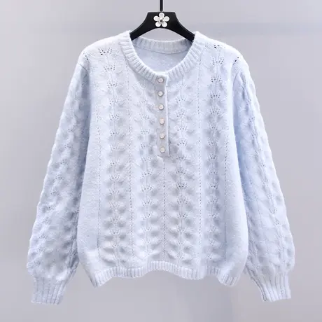 温柔慵懒风套头毛衣女秋冬2023新款宽松设计感软糯打底针织衫上衣图片