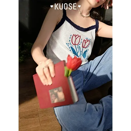 阔色无袖针织背心马甲女夏季设计感小众内搭吊带短上衣外穿图片