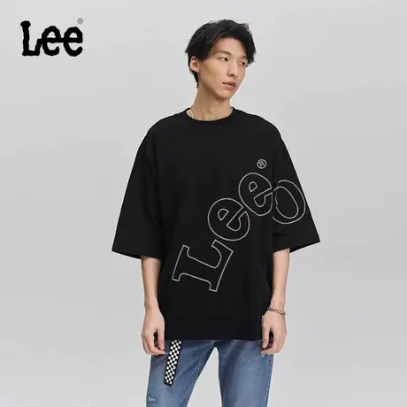Lee商场同款舒适圆领大Logo黑色男短袖T恤LMT007462203401K11000图片