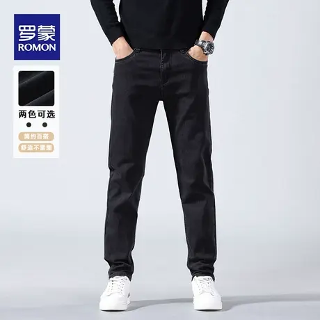 罗蒙休闲牛仔裤男秋季直筒修身小脚2023新款潮牌春秋冬男士长裤子图片
