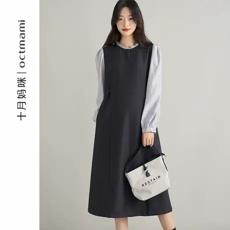 十月妈咪孕妇连衣裙春季新款外穿法式赫本风高级感气质收腰裙春装商品大图