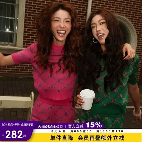 Juicy Couture橘滋2025春夏新款编织复古回潮提花短袖针织衫T恤女图片
