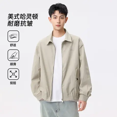 hansca美式复古哈灵顿翻领外套男款2025新款春季刺绣宽松休闲夹克图片