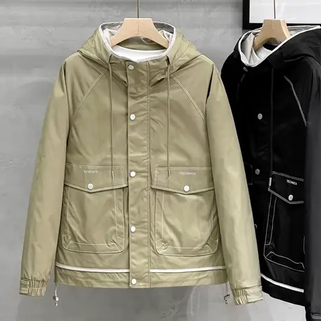 夹克男秋冬休闲男装连帽上衣服韩版潮流宽松男士外套春秋2023新款图片