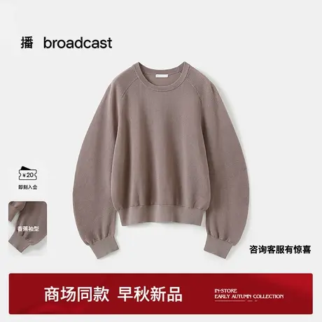 播商场同款纯色套头针织衫女25早秋新品宽松圆领上衣BDS3SD3195图片