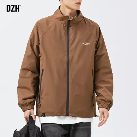 男士咖色立领夹克外套男潮流百搭痞帅高级感男装2023新款风衣褂子图片