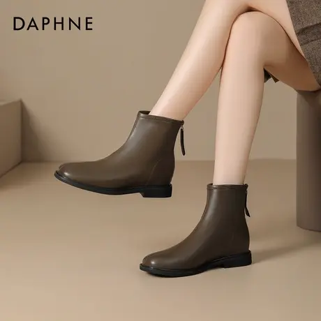 达芙妮短靴女鞋2025秋冬新款加绒靴子粗跟高级感时尚马丁靴踝靴子商品大图