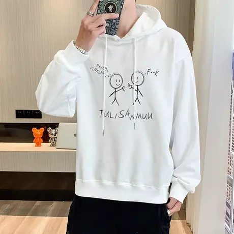 卫衣男春秋款潮牌设计感印花连帽外套男青少年休闲百搭套头衫上衣商品大图