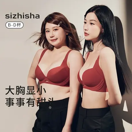 丝之莎大胸显小胸内衣薄款调整收副乳大码无钢圈无痕全罩杯文胸罩商品大图