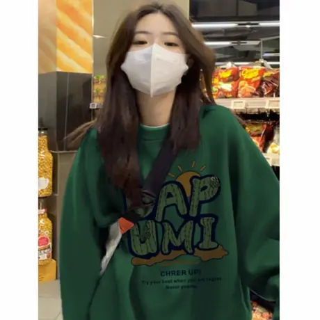 重磅百搭卫衣女2025早秋款宽松美式复古oversize潮牌加绒半袖上衣商品大图