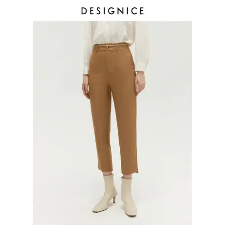 迪赛尼斯春秋新款高腰复古九分锥形设计感烟管裤休闲裤女西裤图片