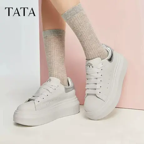 TATA他她奶油泡泡厚底小白鞋女鞋增高松糕鞋板鞋2024秋冬WU501CM4商品大图