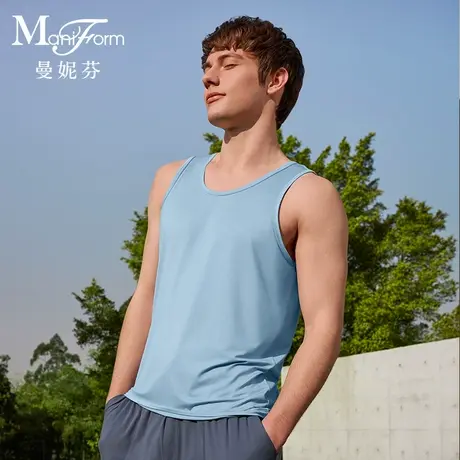 曼妮芬2025春男士舒适莫代尔休闲背心圆领运动打底上衣20400557商品大图