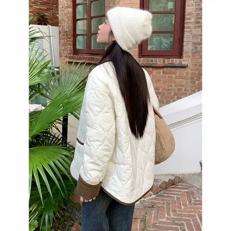 KV真维斯棉服女冬季2025新款撞色休闲外套小个子加厚保暖翻领棉衣商品大图