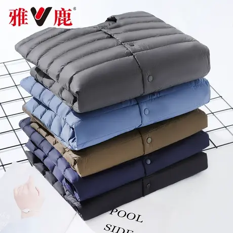 雅鹿轻薄羽绒服内胆男保暖外穿无领百搭轻便秋冬外套好看排骨v领图片