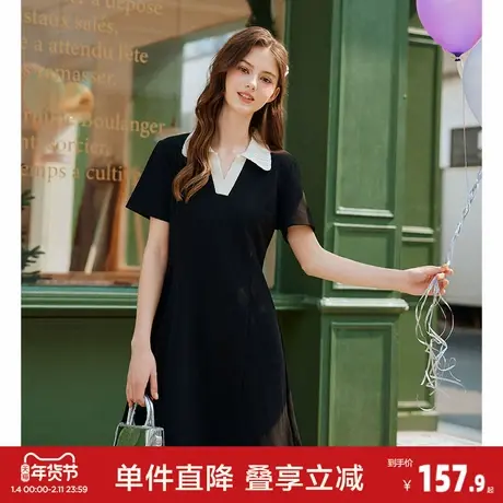 唐狮2026春季新款POLO领女短袖连衣裙娃娃领时尚百搭裙子女士图片