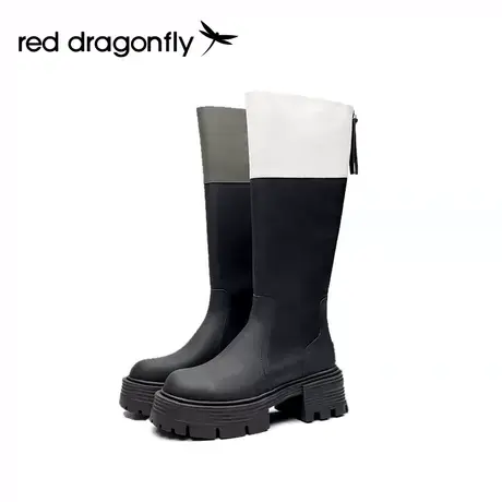 红蜻蜓靴子女长筒靴2023秋冬女靴加绒黑色显瘦长靴不过膝高筒靴图片