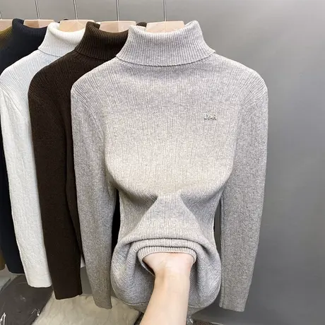 高领毛衣女加厚打底衫2023秋冬新款套头外穿针织衫内搭洋气上衣潮商品大图