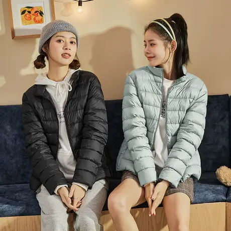 唐狮时尚立领轻薄羽绒服女冬新款短外套内胆羽绒连帽小个子上衣图片