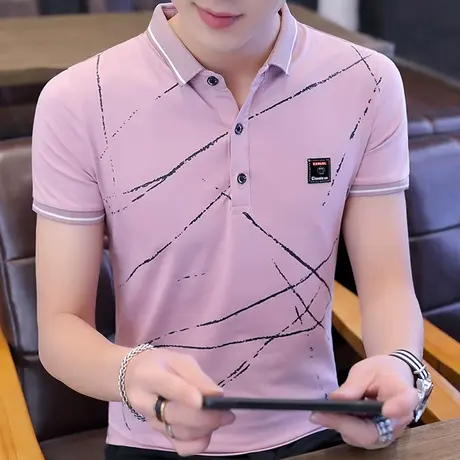 翻领纯棉Polo衫男士短袖T恤韩版修身2020夏季新款半袖打底衫上衣商品大图