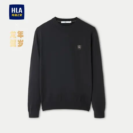 HLA/海澜之家龙年贺岁系列长袖针织衫24春夏新圆领精致绣花上衣男商品大图
