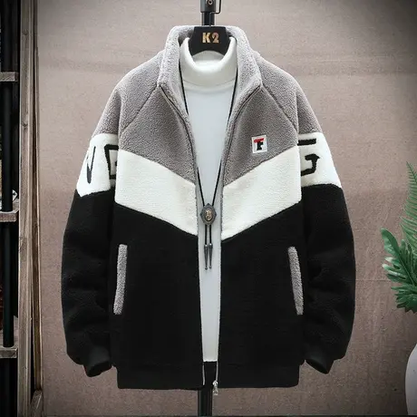 冬季15学生加厚羊羔毛外套14男孩棉服13大童16岁青少年颗粒绒棉衣图片