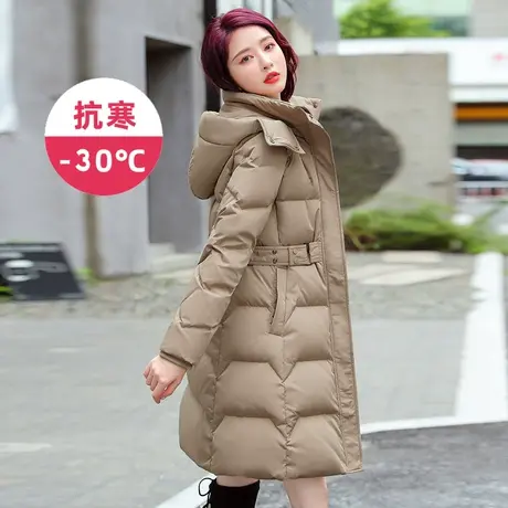 白鸭绒女士羽绒服女冬中长款2021年冬季新款时尚洋气加厚外套上衣商品大图