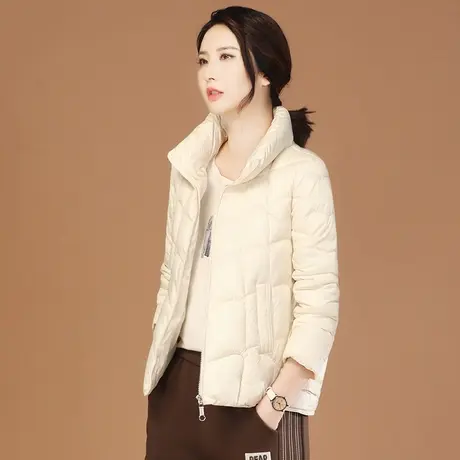 韩潮袭人立领长袖加厚白色棉衣棉服女2023冬新款休闲显瘦保暖外套图片