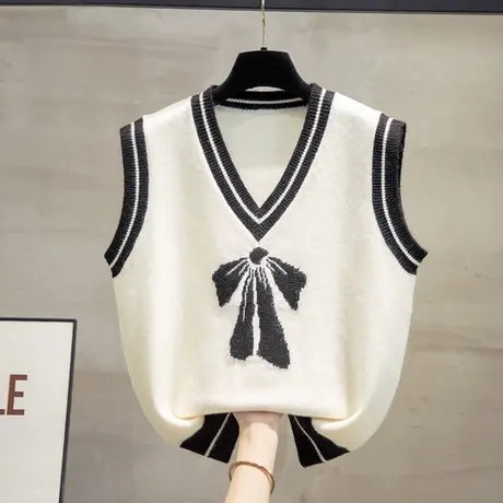 v领针织马甲背心女2023秋装新款宽松马夹外穿上衣外搭毛衣坎肩潮图片