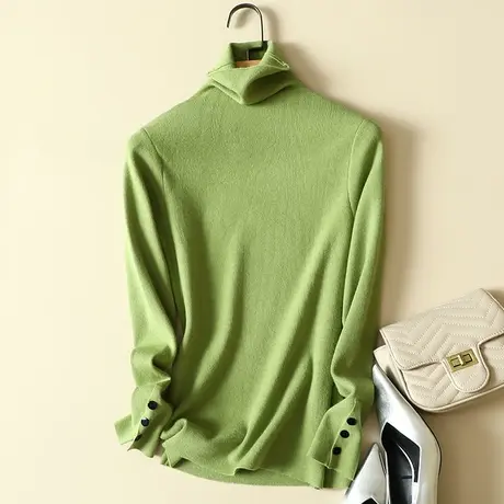 2023秋冬新款修身长袖堆堆高领针织打底衫女紧身毛衣女内搭秋冬潮商品大图