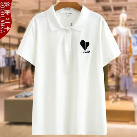 中年胖妈妈夏装POLO衫加大码遮肚上衣宽松洋气减龄纯棉短袖T恤女图片